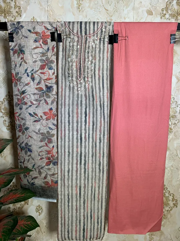 Cream_Grey_And_Peach_Premium_Linen_&_Rayon_Bottom_Suit_Dress_Material_For_Women