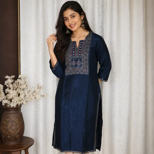 Mashroo_Silk_kurti_with_elegant_&_charming_work_done_on_neck_&_sleeves