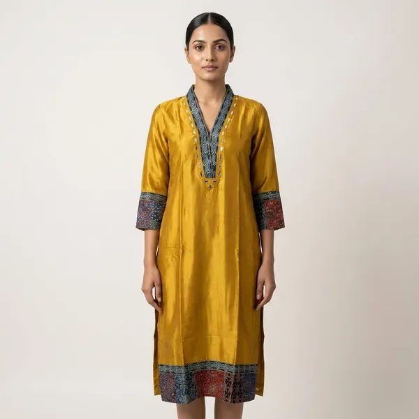 Mashroo_Silk_kurti_with_elegant_&_charming_work_done_on_neck_&_sleeves