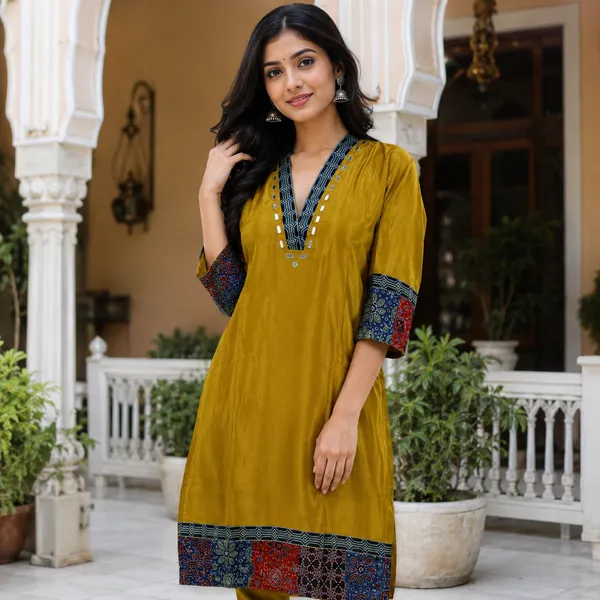 Mashroo_Silk_kurti_with_elegant_&_charming_work_done_on_neck_&_sleeves