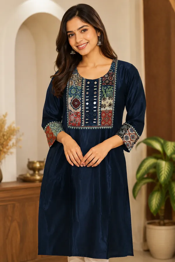 Mashroo_Silk_kurti_with_elegant_&_charming_work_done_on_neck_&_sleeves