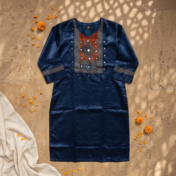Mashroo_Silk_kurti_with_elegant_&_charming_work_done_on_neck_&_sleeves