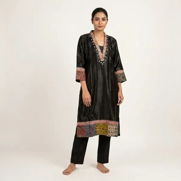 Mashroo_Silk_kurti_with_elegant_&_charming_work_done_on_neck_&_sleeves