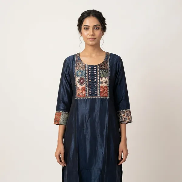 Mashroo_Silk_kurti_with_elegant_&_charming_work_done_on_neck_&_sleeves