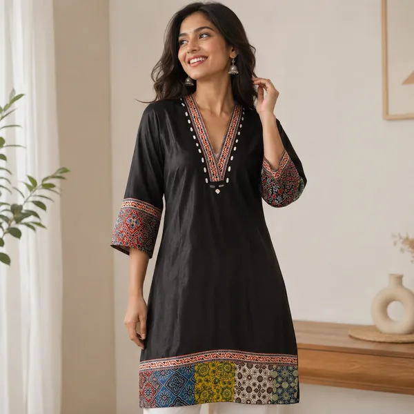 Mashroo_Silk_kurti_with_elegant_&_charming_work_done_on_neck_&_sleeves