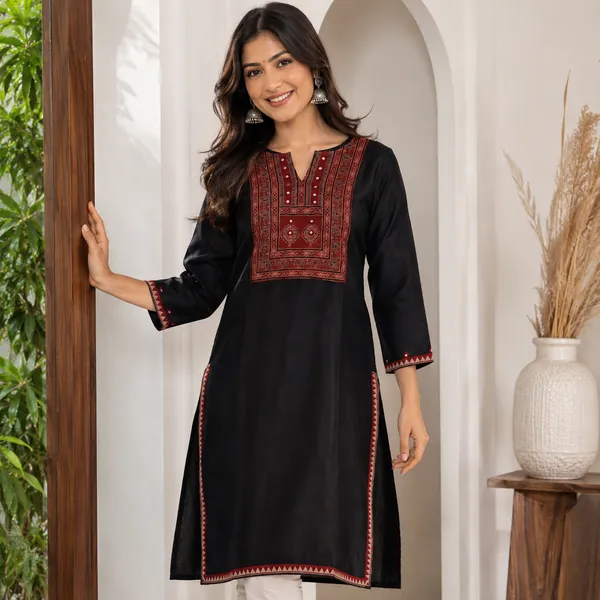 Mashroo_Silk_kurti_with_elegant_&_charming_work_done_on_neck_&_sleeves