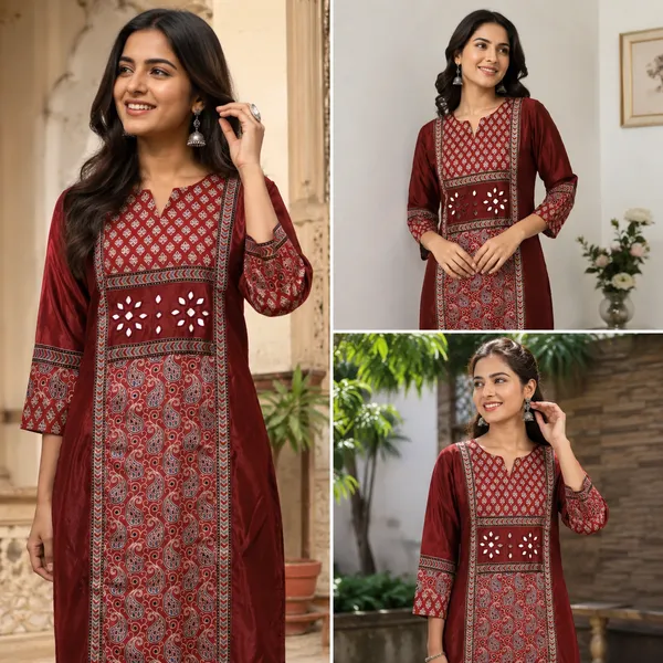 Mashroo_Silk_kurti_with_elegant_&_charming_work_done_on_neck_&_sleeves