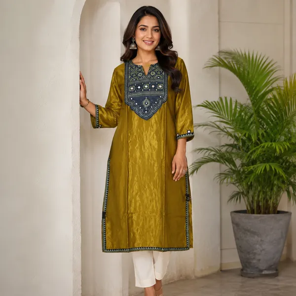 Mashroo_Silk_kurti_with_elegant_&_charming_work_done_on_neck_&_sleeves