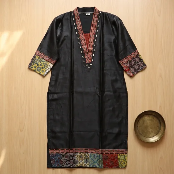 Mashroo_Silk_kurti_with_elegant_&_charming_work_done_on_neck_&_sleeves