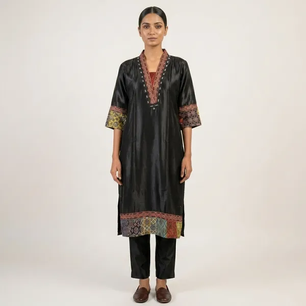 Mashroo_Silk_kurti_with_elegant_&_charming_work_done_on_neck_&_sleeves