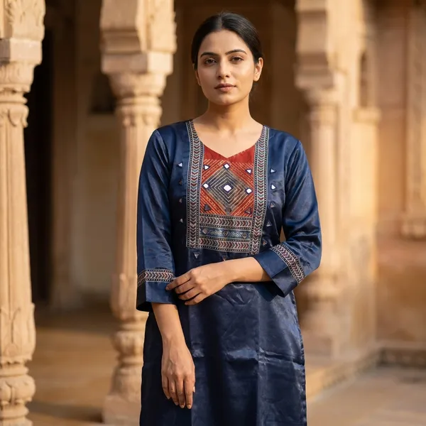 Mashroo_Silk_kurti_with_elegant_&_charming_work_done_on_neck_&_sleeves