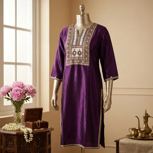 Mashroo_Silk_kurti_with_elegant_&_charming_work_done_on_neck_&_sleeves_&_bottom