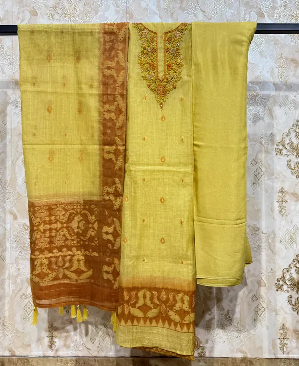 Golden_Lime_Munga_Silk_Jamdani_Weave_Suit_Dress_Material_For_Women
