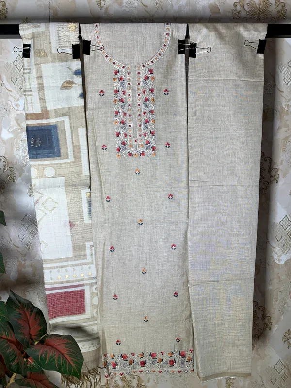 Munga_jamdani_knot_work_with_jamdani_dupatta,_Premium_Cotton_Bottom_