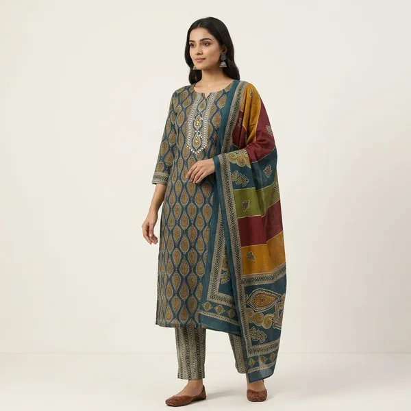 Green_Mustard_Pure_Cotton_&_Mal-Mal_Dupatta_Suit_Dress_Material_For_Women