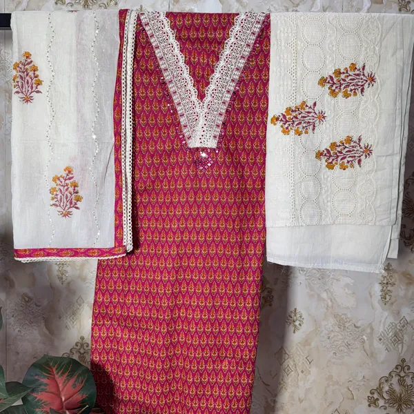 Red_Premium_Cotton_Suit_Dress_Material_For_Women
