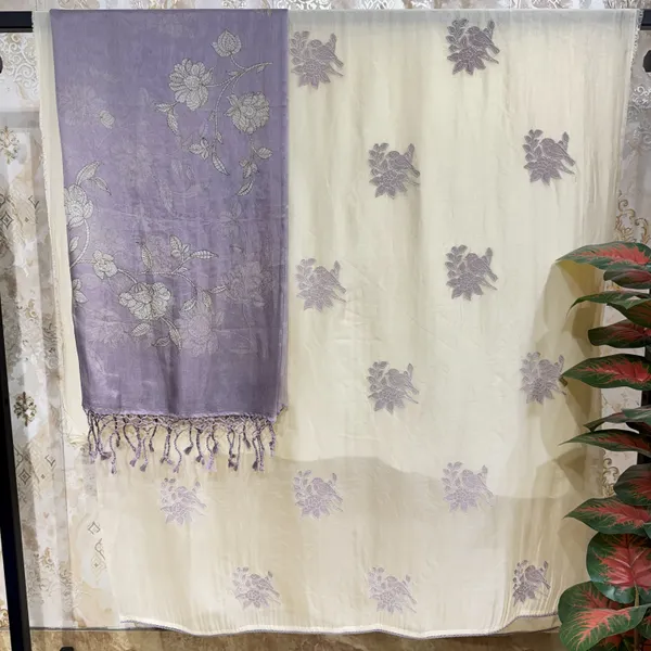 White_&_Purple_Pure_Organza_&_Crepe_Bottom_Suit_Dress_Material_For_Women