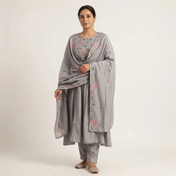 Pure_cotton_3_piece_Anarkali_style_with_embroidery_on_neck_&_sleeves