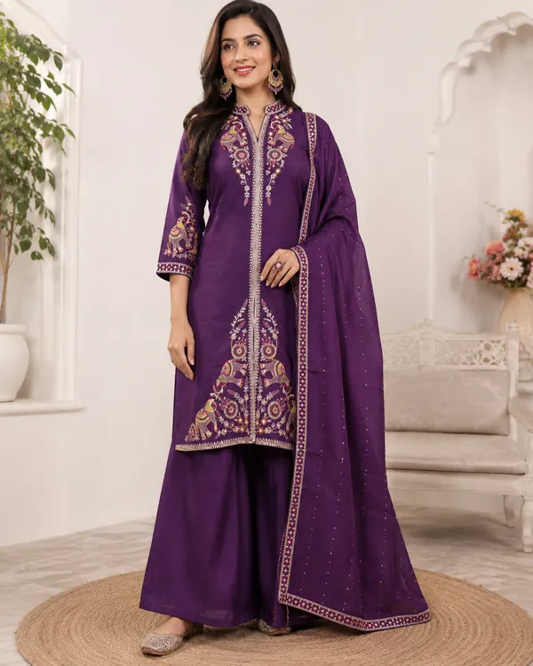 Pure_cotton_3_piece_Anarkali_style_with_embroidery_on_neck_&_sleeves