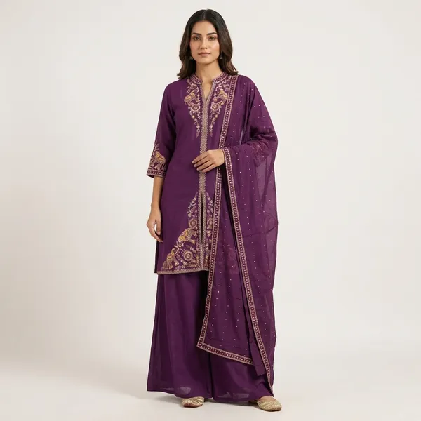 Pure_cotton_3_piece_Anarkali_style_with_embroidery_on_neck_&_sleeves