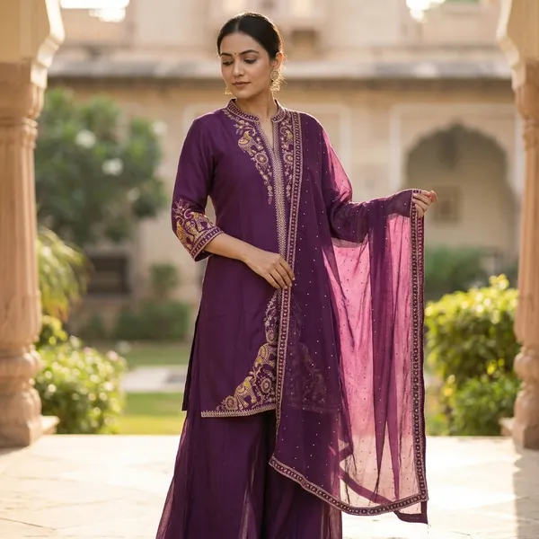 Pure_cotton_3_piece_Anarkali_style_with_embroidery_on_neck_&_sleeves