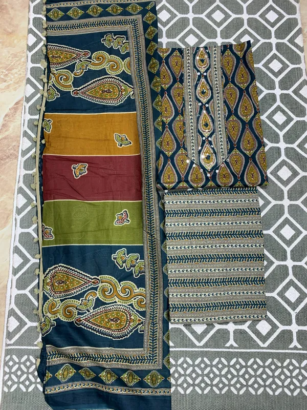 Green_Mustard_Pure_Cotton_&_Mal-Mal_Dupatta_Suit_Dress_Material_For_Women