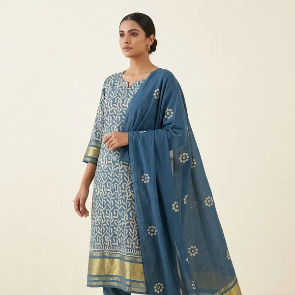 Cobalt_Blue_Rayon_Silk_Suit_Dress_Material_For_Women