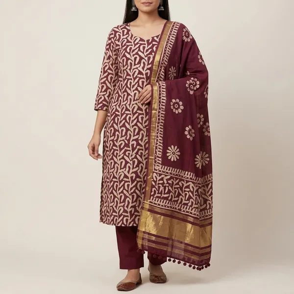 Wine_Rayon_Silk_Suit_Dress_Material_For_Women