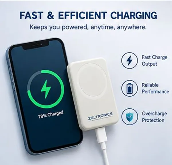 ZELTRONICS_Magsafe_Wireless_10000Mah_Fast_Charging_Power_Bank,_Strong_Magnet,_Micro_USB_Input,_22.5W_Output_For_Iphone_12_Above,_Android_&_Other_Qi_Enabled_Devices_+_Magnetic_Ring_(Aerosync_Snap,_White)