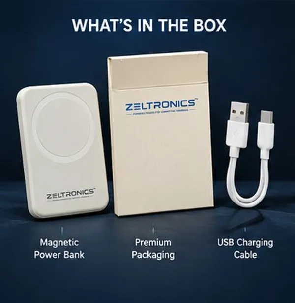 ZELTRONICS_Magsafe_Wireless_10000Mah_Fast_Charging_Power_Bank,_Strong_Magnet,_Micro_USB_Input,_22.5W_Output_For_Iphone_12_Above,_Android_&_Other_Qi_Enabled_Devices_+_Magnetic_Ring_(Aerosync_Snap,_White)