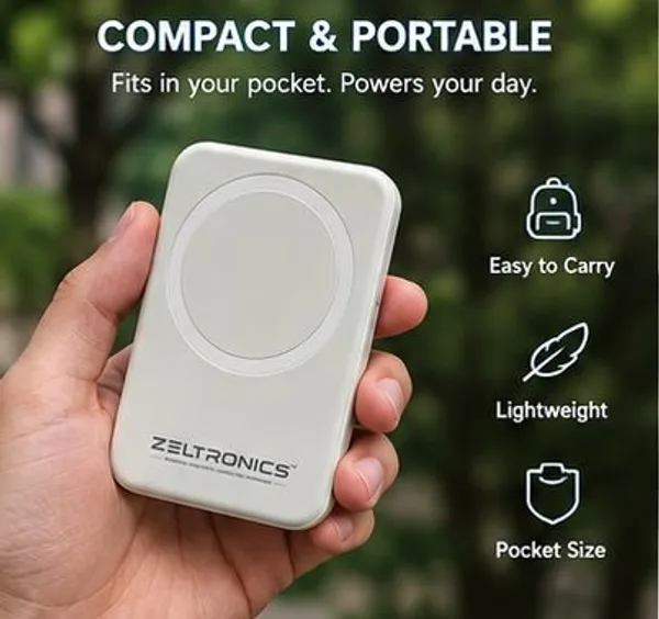 ZELTRONICS_Magsafe_Wireless_10000Mah_Fast_Charging_Power_Bank,_Strong_Magnet,_Micro_USB_Input,_22.5W_Output_For_Iphone_12_Above,_Android_&_Other_Qi_Enabled_Devices_+_Magnetic_Ring_(Aerosync_Snap,_White)