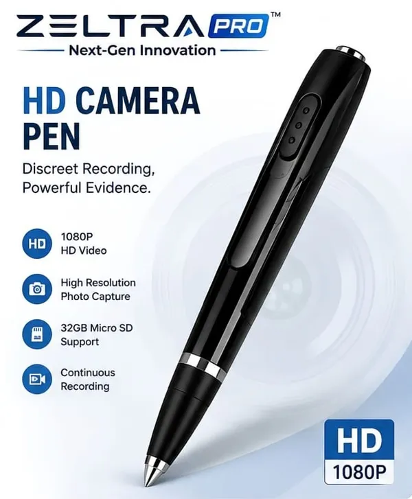 Zeltra_Pro_W8_Hidden_Camera_Pen,_1080P_HD_Video_Recording,32GB_Support,_Black