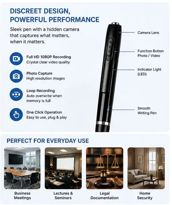 Zeltra_Pro_W8_Hidden_Camera_Pen,_1080P_HD_Video_Recording,32GB_Support,_Black