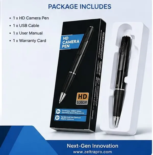 Zeltra_Pro_W8_Hidden_Camera_Pen,_1080P_HD_Video_Recording,32GB_Support,_Black