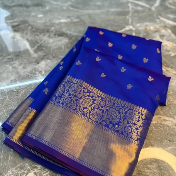 Royal_Blue_Silk_Zari_Buti_Saree_With_Purple_Pallu_For_Women