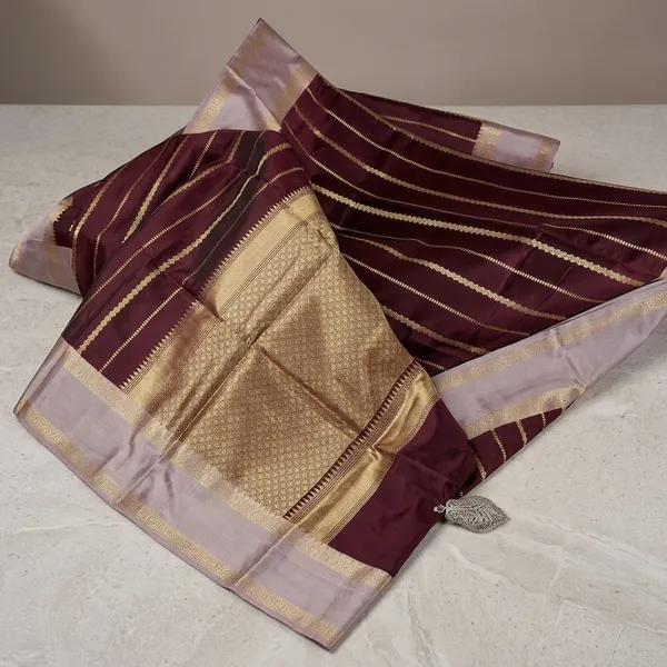 Maroon_Silk_Zari_Striped_Saree_With_Lavender_Border_For_Women