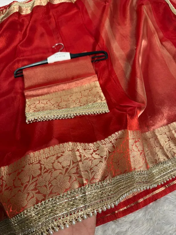 Red_Tissue_Silk_Zari_Border_Saree_With_Golden_Pallu_For_Women