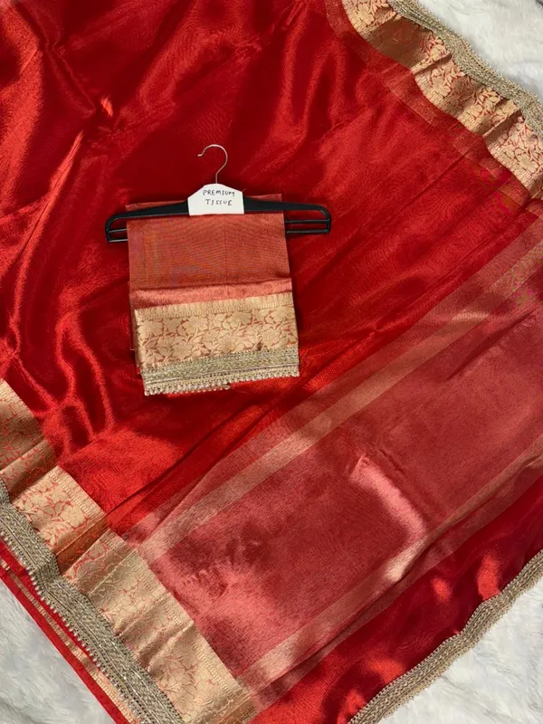 Red_Tissue_Silk_Zari_Border_Saree_With_Golden_Pallu_For_Women