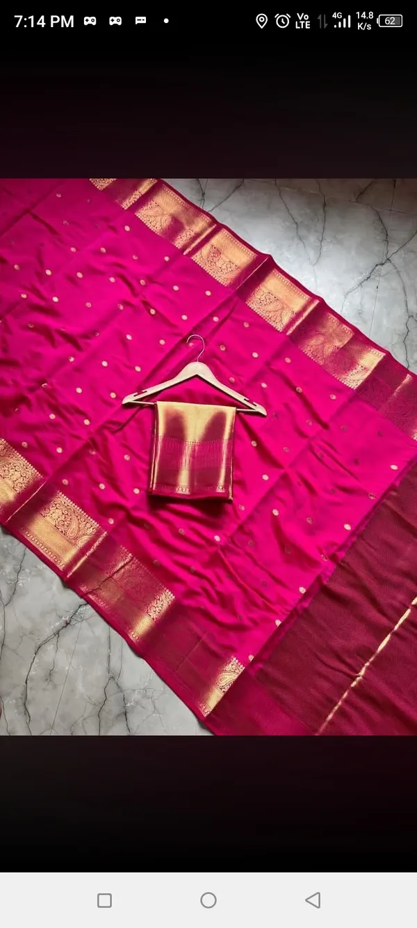 Pink_Silk_Zari_Buti_Saree_With_Golden_Brocade_Blouse_For_Women