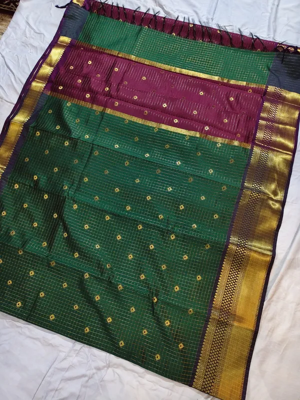 Teal_Green_Silk_Handloom_Floral_Zari_Border_Saree_For_Women