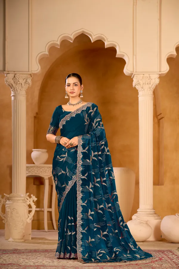 Ocean_Teal_Nxc_Satin_Silk_Embroidery_Saree_For_Women