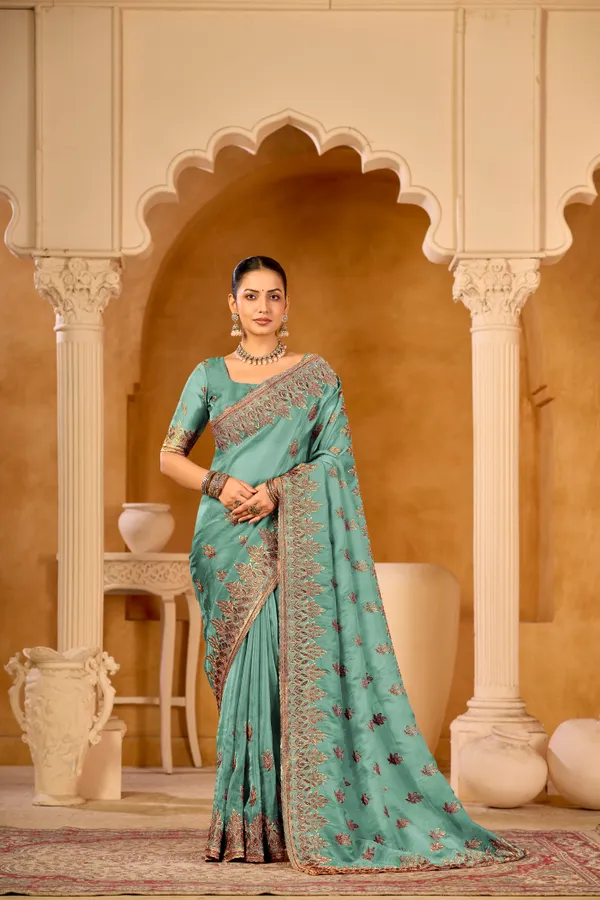 Powder_Blue_Premium_Ice_Silk_Saree_For_Women