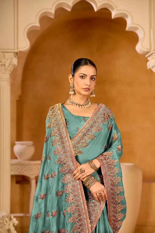 Powder_Blue_Premium_Ice_Silk_Saree_For_Women