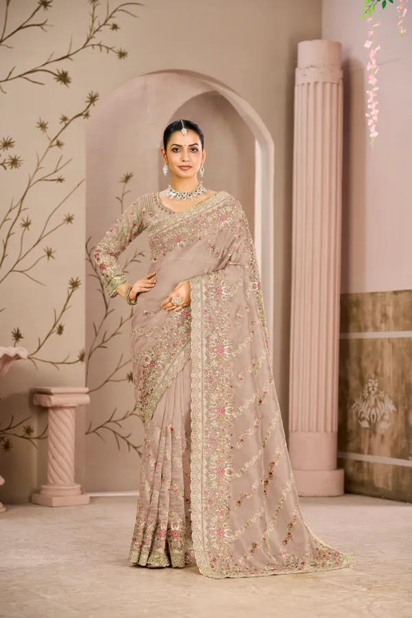 Beige_Embroidered_Net_Saree_With_Blouse_For_Women