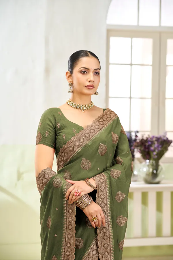 Deep_Olive_Premium_Jordan_Silk_Saree_For_Women