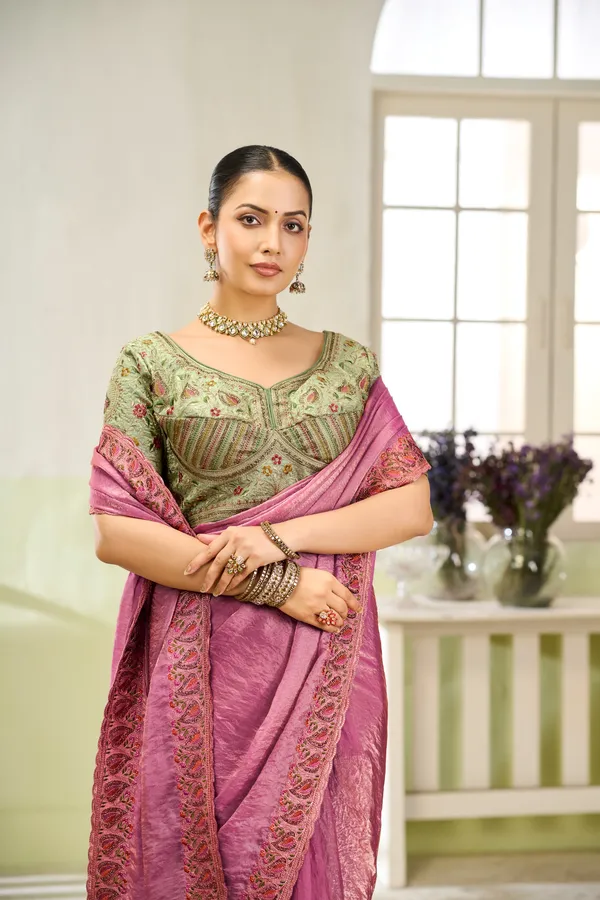 Hot_Pink_Nxc_Satin_Embroidery_Saree_For_Women