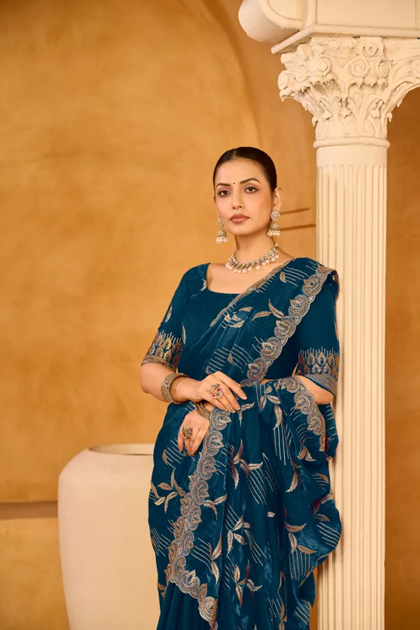 Ocean_Teal_Nxc_Satin_Silk_Embroidery_Saree_For_Women