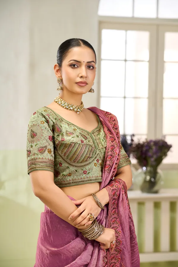 Hot_Pink_Nxc_Satin_Embroidery_Saree_For_Women