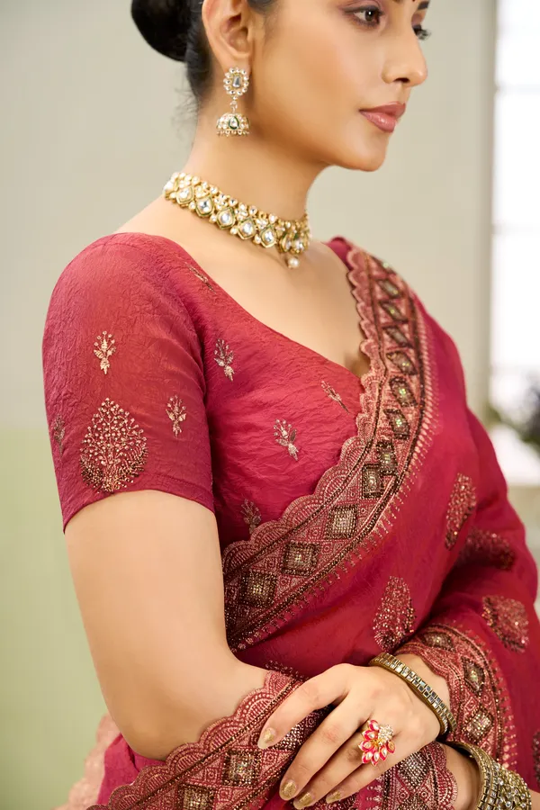 Rust_Red_Premium_Jordan_Silk_Saree_For_Women