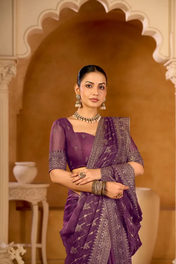 Royal_Plum_Zari_Inspired_Detailing_Organza_Satin_Saree_For_Women